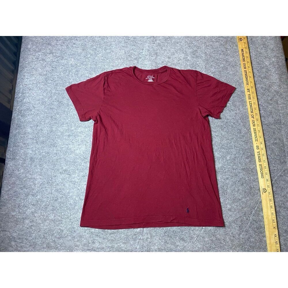 Polo Ralph Lauren Shirt Mens Medium Maroon Navy Blue Pony Casual Cotton Tee